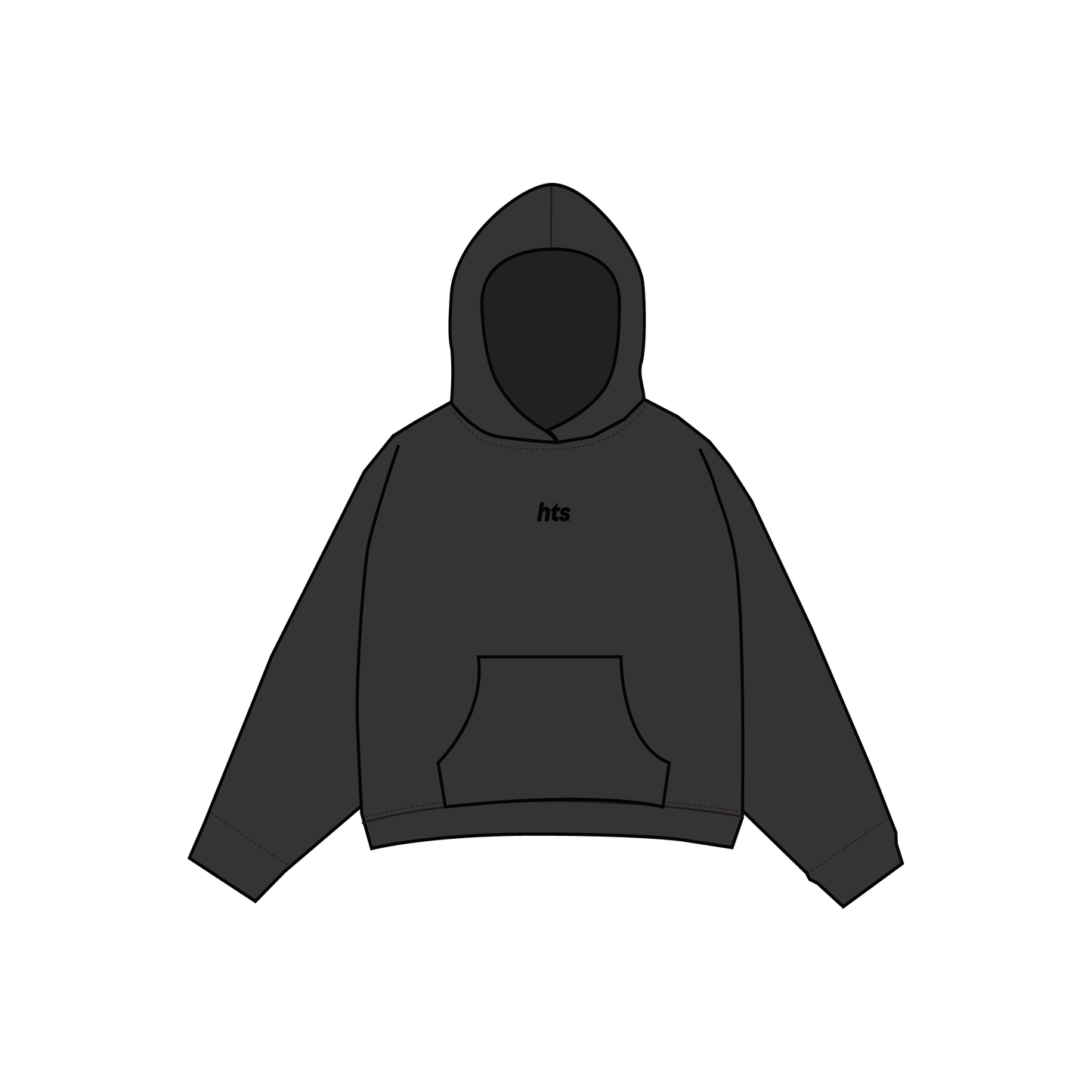 Hoodie boxy basic negro