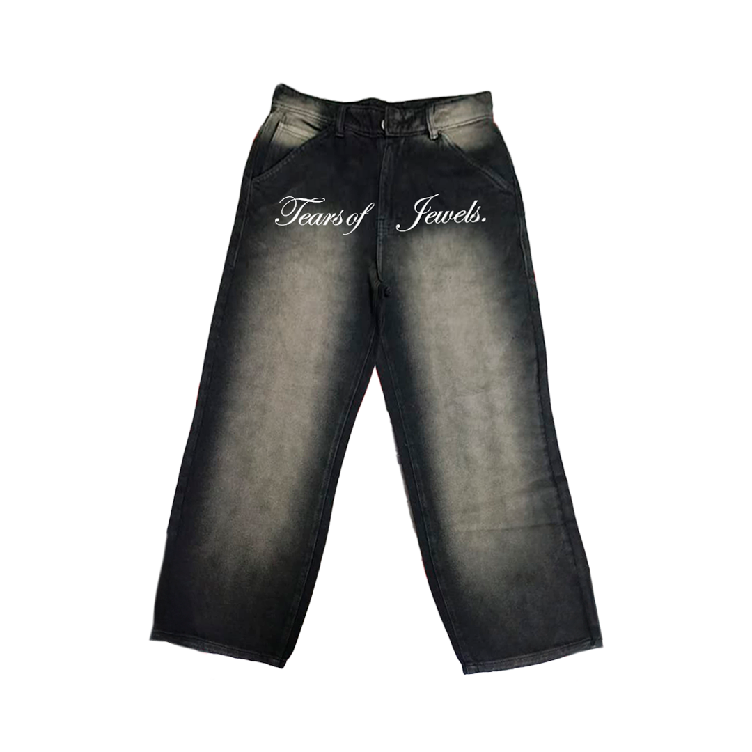 Jeans baggy tears of jewels