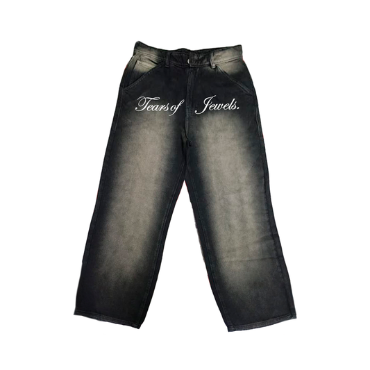 Jeans baggy tears of jewels