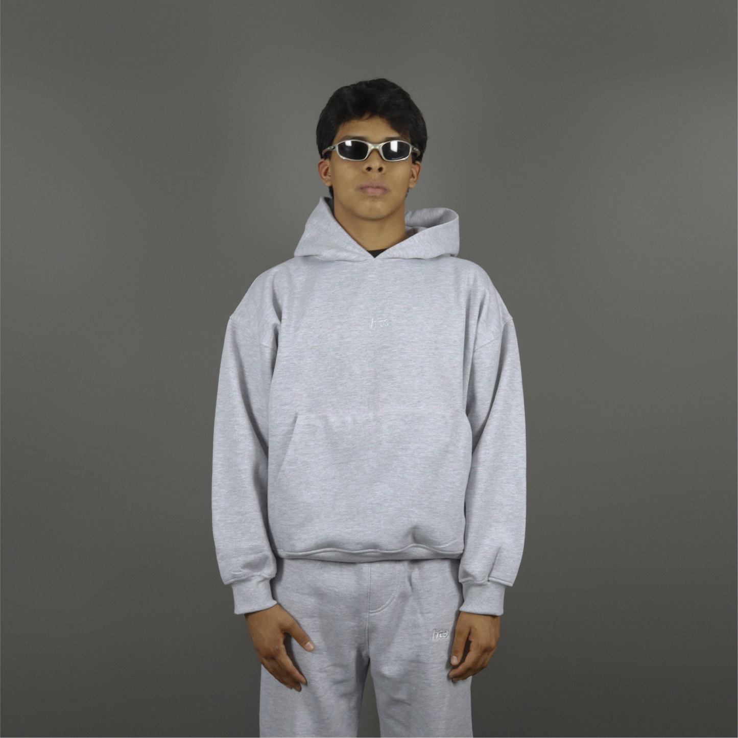 Hoodie boxy melange basic logo