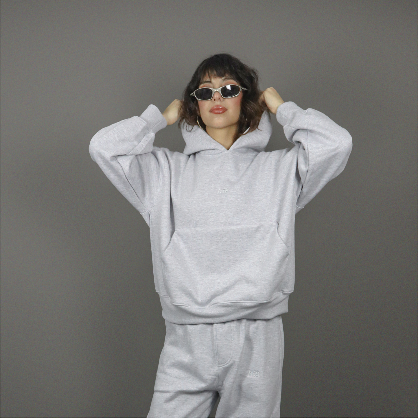 Hoodie boxy melange basic logo